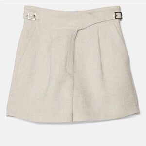 NWT IRO Paris Guna Tweed Linen blend Wrap High Waist Buckle Shorts 40 8